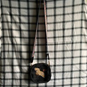 Small Velvet Crane Crossbody Shoulder Bag